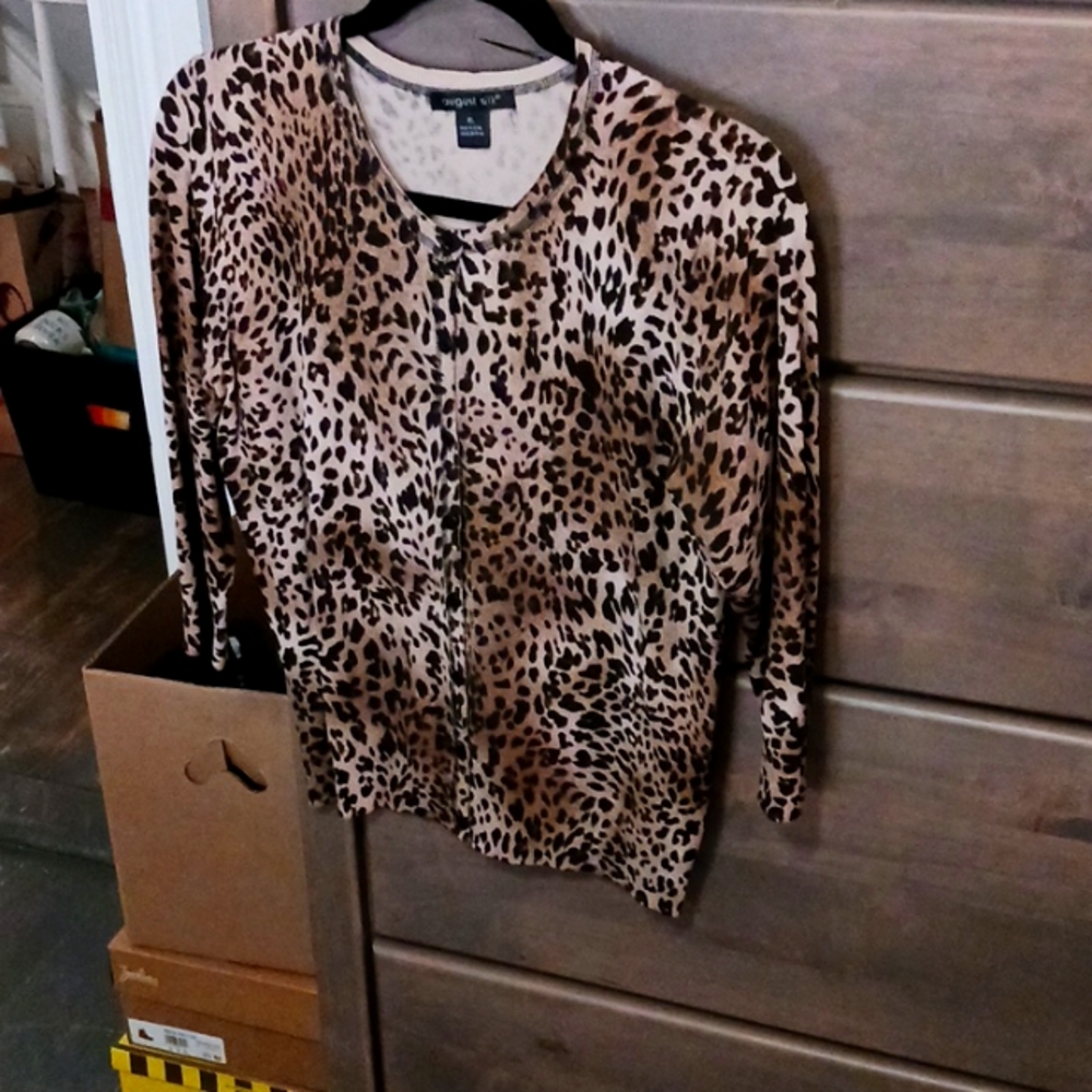 August silk leopard cardigan XL